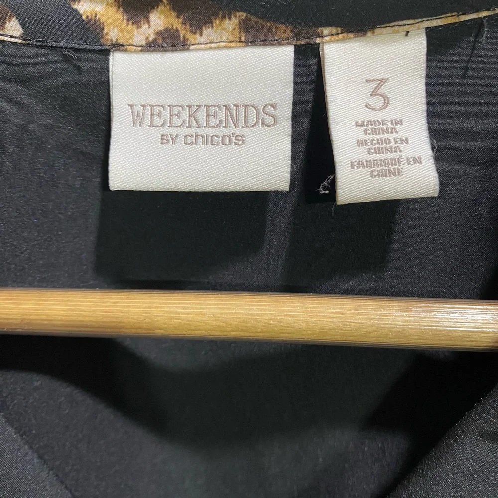 Weekend by Chico’s Size 3 (XL) Leopard Print Vest Black Stretch‎ Lightweight - Picture 5 of 11